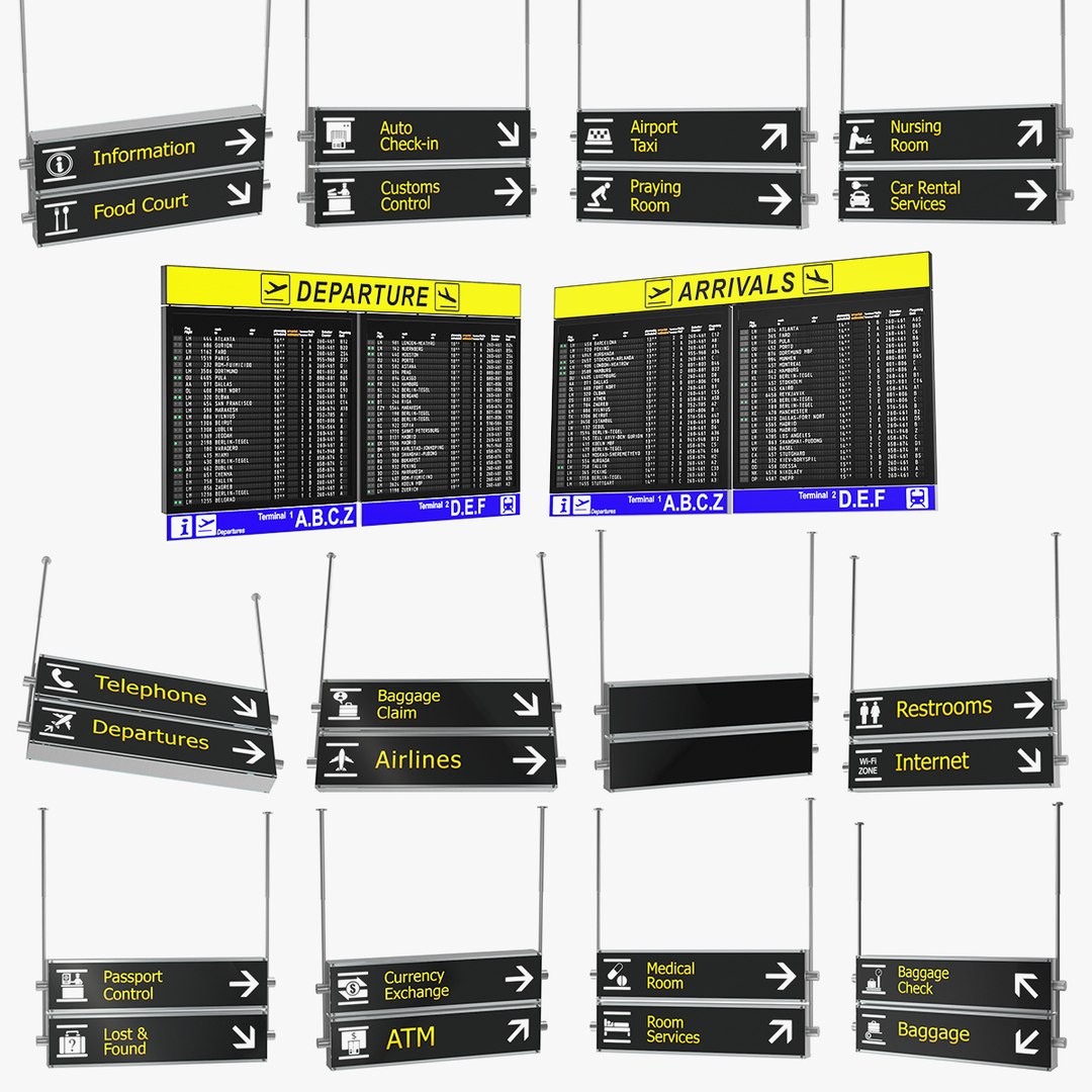 Airport Signs Collection 2 3D model preview