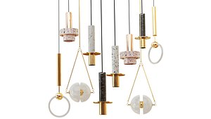 Set from four suspendeds chandeliers in modern style