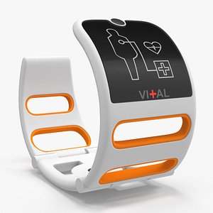 3D Futuristic Health Monitoring Bracelet Vital Orange