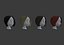 low poly hairstyle in 4 colors