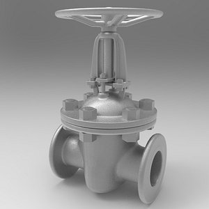 3D Industrial Gate Valve 3D Model White Mesh