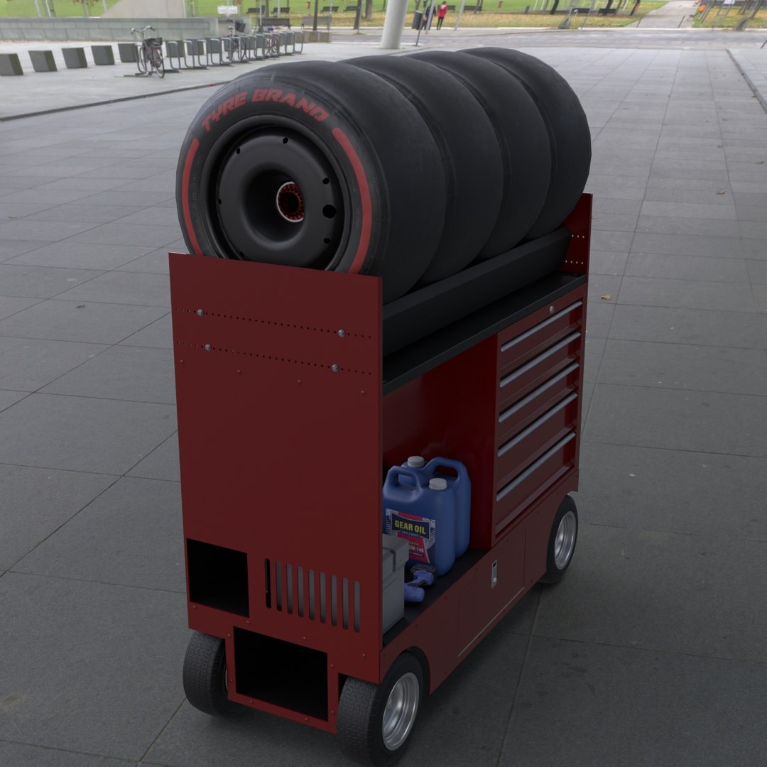 Tire Rack Cart With Drawers 7 3D Model - TurboSquid 2301316