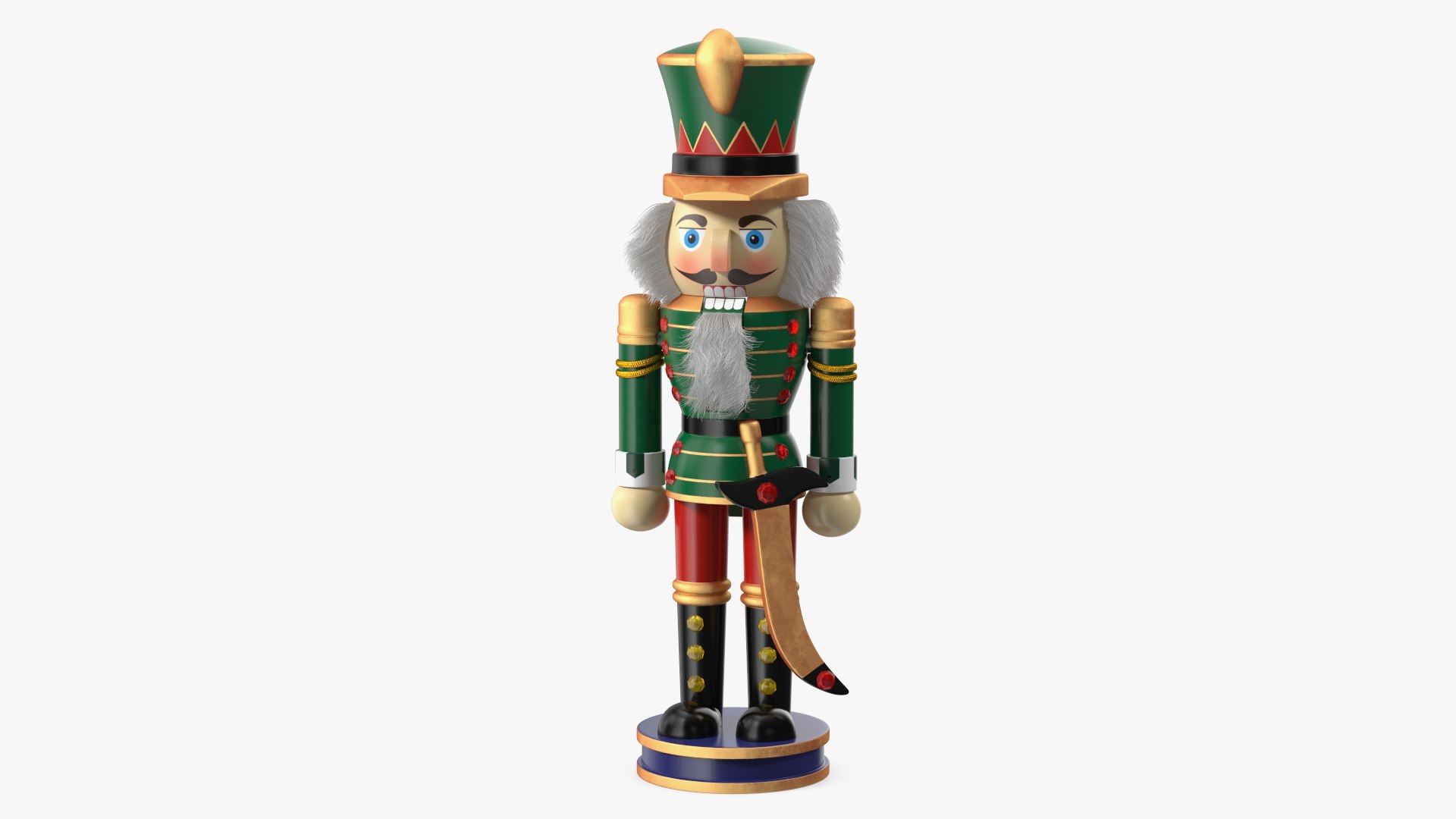Wooden Nutcracker Green Fur 3D model preview