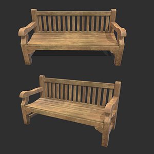 Bench 03 Low Poly PBR Realistic 3D model