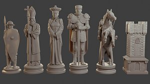 3D model Medieval Crusader Chess Set MCCHS 1