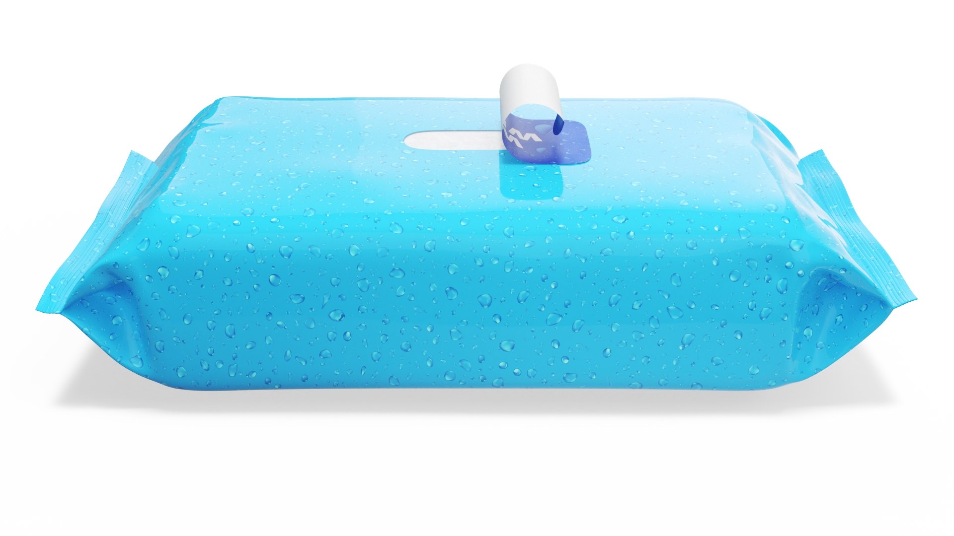 Opened Blue Package of Wet Wipes 3D model preview