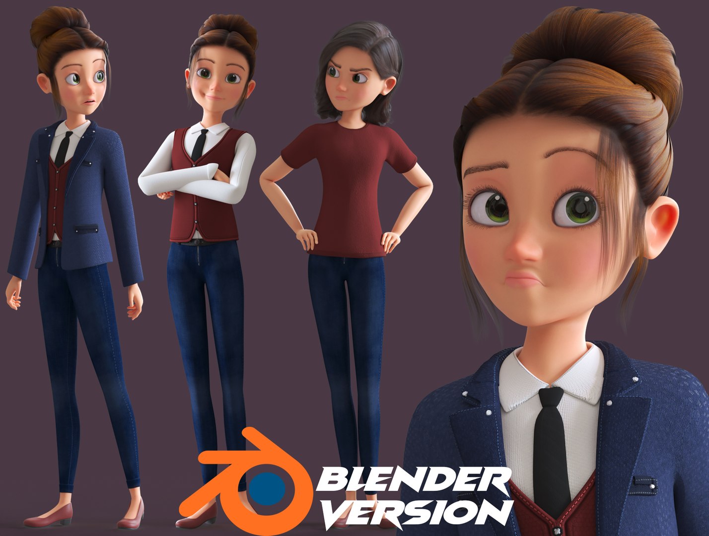 CARTOON CUTE BOY BLENDER VERSION 3D model rigged