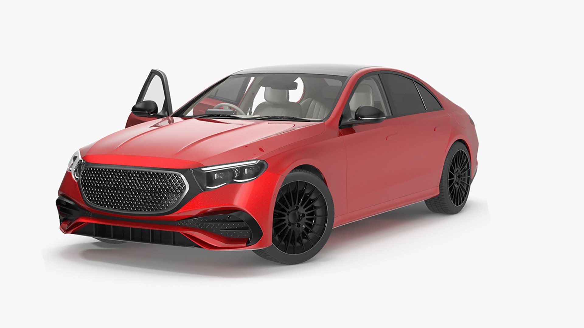Luxury Car Red Sedan Rigged for Maya 3D model preview