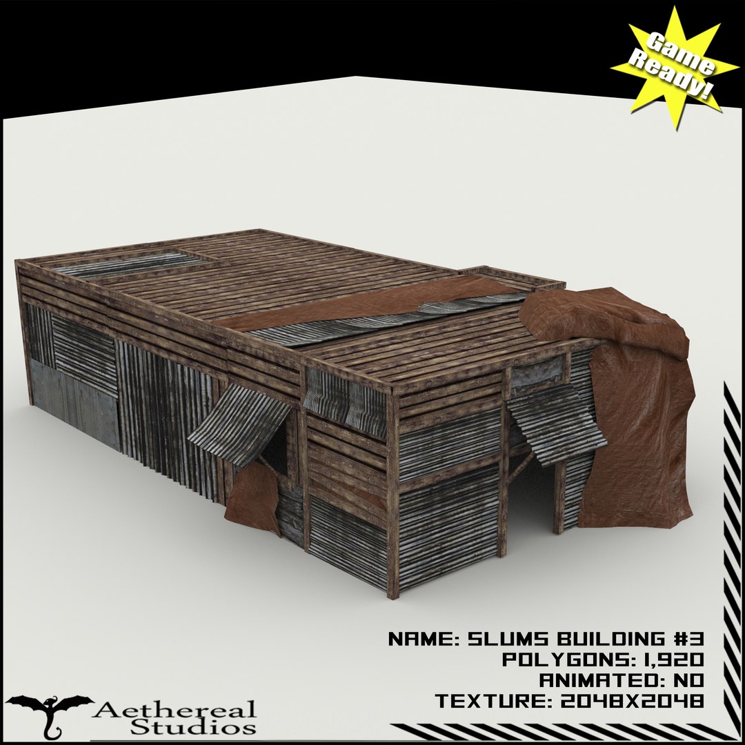 3d 3ds slums building 3