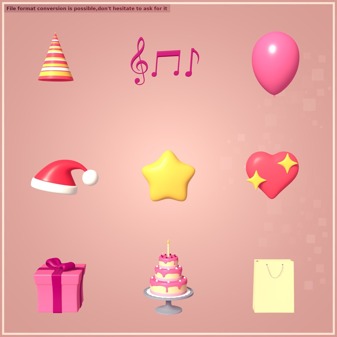 3D Party Pack https://p.turbosquid.com/ts-thumb/gE/uC3FLz/4j/preview/jpg/1661160743/1920x1080/fit_q87/e55ba86935c23868c882789d1c0abb216adaa879/preview.jpg