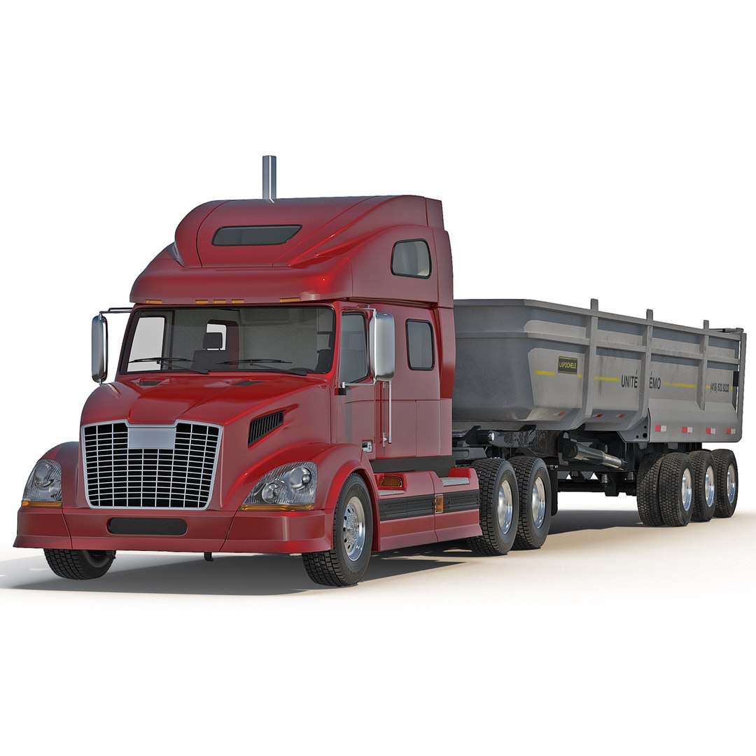 Semi Dump Trailer Truck 2 3D Model 3D model preview