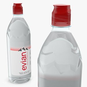 3D evian water 750ml plastic bottle