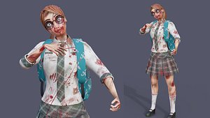 Cartoon School Girl Zombie Full Rigged