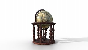 3D model Globe world map PBR low-poly