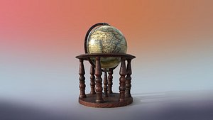 Globe world map PBR low-poly