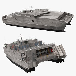 Catamaran Military Transport Vessel Rigged 3D
