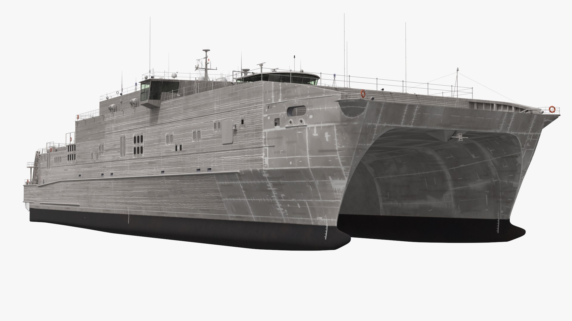 Catamaran Military Transport Vessel Rigged 3D model preview