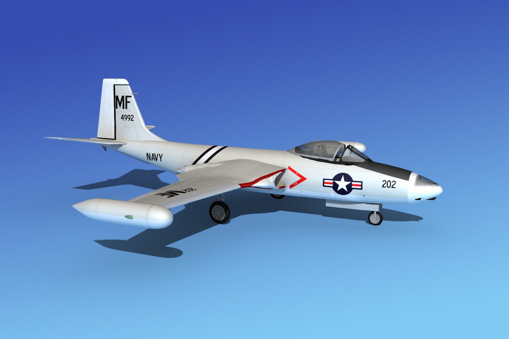 Korean F2h Banshee Jet Fighter 3d Obj