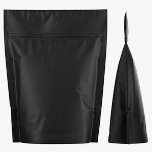 Matte Wide Stand Up Pouch with Zipper Mockup 12 3D model