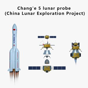 Change5 is equipped with lifter  lander  returner  orbiter and Long March 5 rocket 3D model