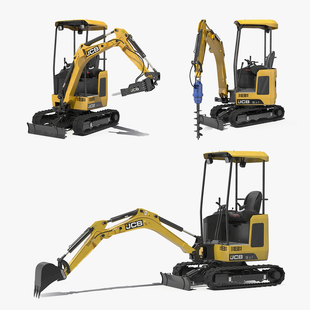 Mini Excavator JCB Rigged 3D Models Collection 3D model preview