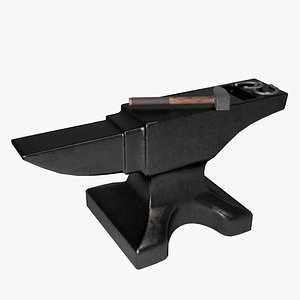 Anvil with a hammer and a horseshoe