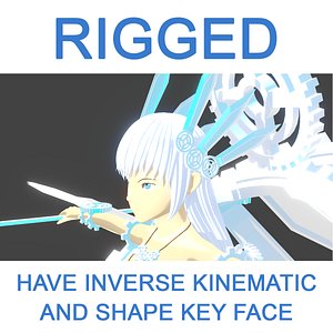 girl white scythe 3D model