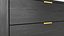 Modern Black Wooden Chest of Drawers with Gold Handles