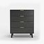 Modern Black Wooden Chest of Drawers with Gold Handles