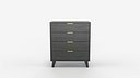 Modern Black Wooden Chest of Drawers with Gold Handles