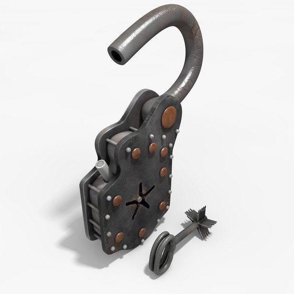 3d model old padlock