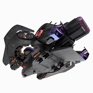 Sci-Fi Armored Assault Dropship Black Rigged for Maya