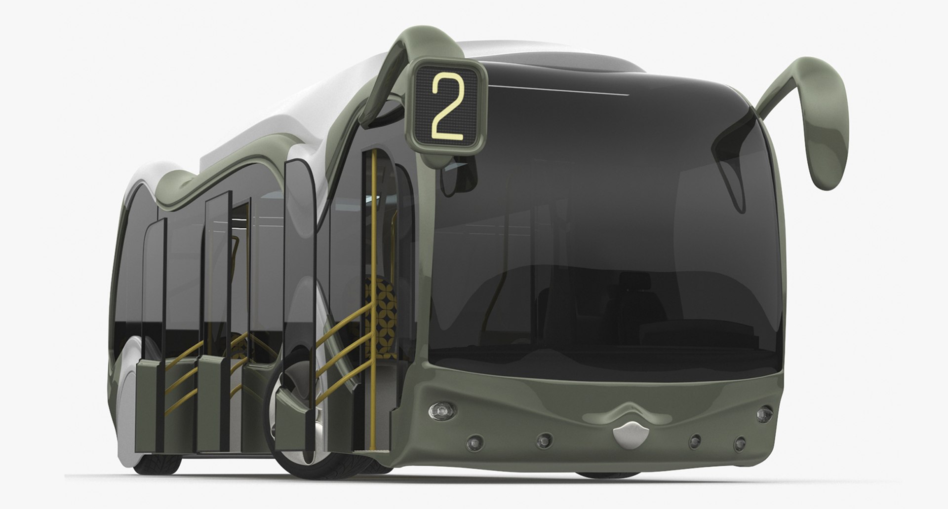 Futuristic Electric Bus Concept Green Rigged for Maya 3D model preview
