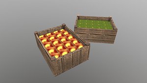 Low Poly Fruit Boxes model