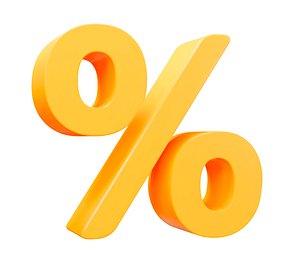 Yellow 3d sign percent discount model