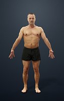 Animated Beach Man Body Builder Swimming shorts - A-pose - Fortitude - rigged Biped CAT  walk