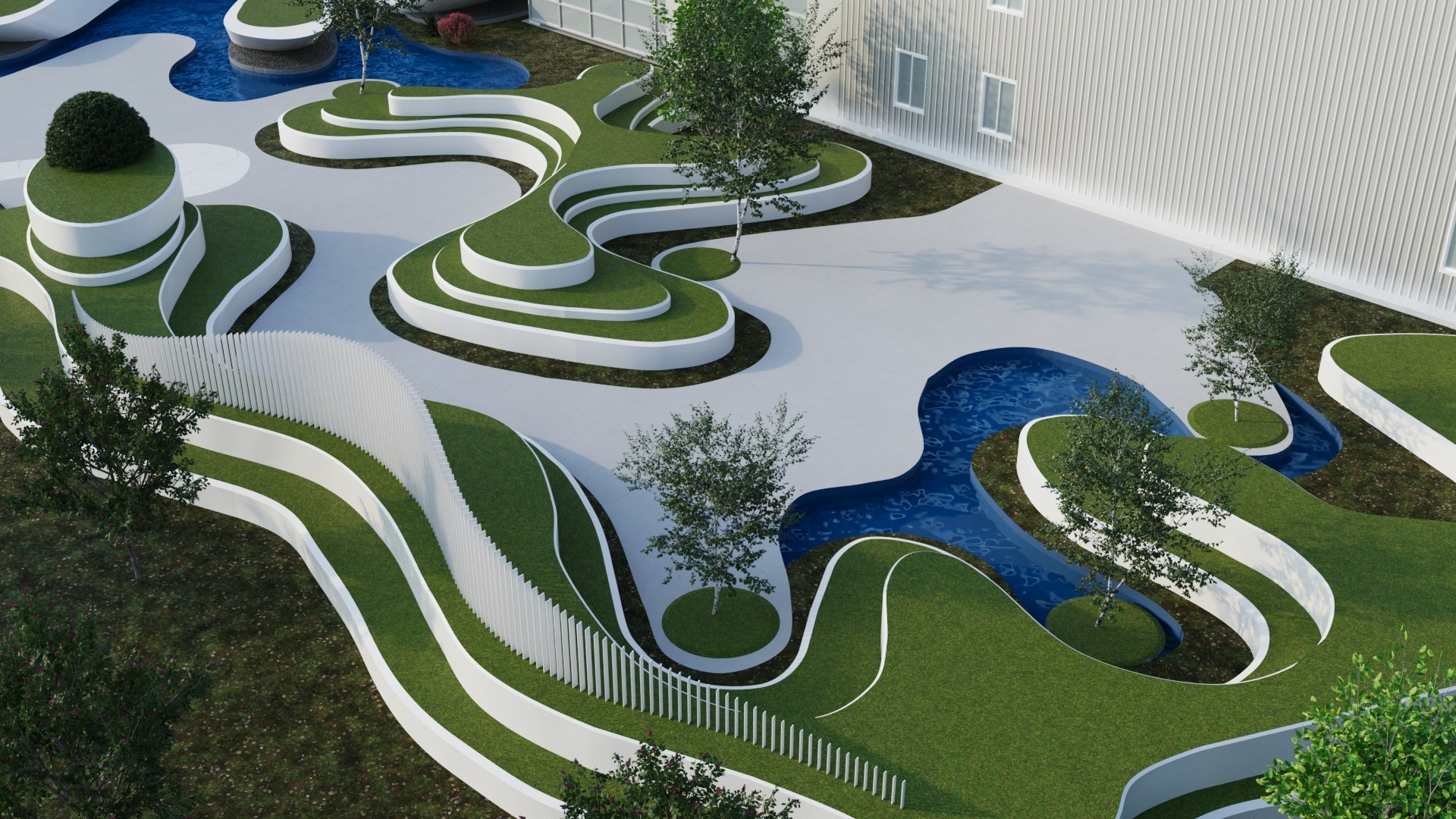 Stepped Landscape Garden Exterior Scene 3D Model - TurboSquid 2250834