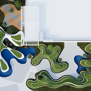 Stepped  landscape Garden Exterior Scene 3D model