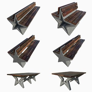 park star benches tables 3D model
