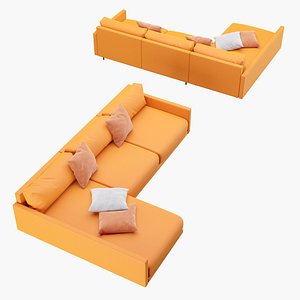 Modern angle sofa with pillow 3D model