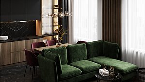 Apartment Interior Scene and Corona Render 3D model(1)