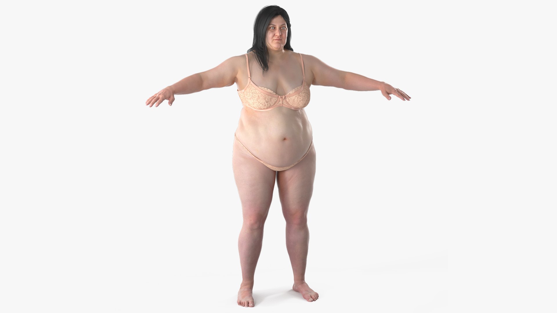 Plus Size Woman in Underwear 3D model preview
