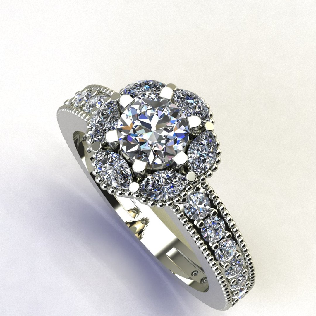 3D flower diamond ring model - TurboSquid 1319872