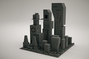 3D Printing Futuristic City kit bash 3D