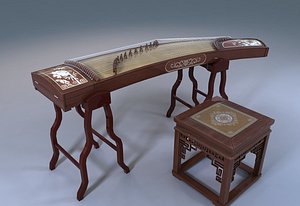 Chinese musical instruments string Oriental Zither GuZheng  3D model