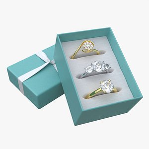 Jewelry Box with Rings and Ribbon open