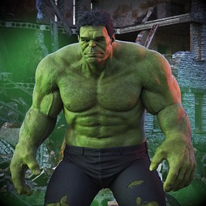 Hulk Idle Fur Animated Rigged 3D