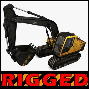 c4d excavator rigged