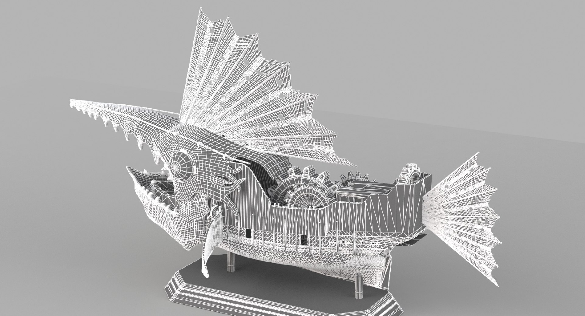 3d Ship Statuette Steampunk
