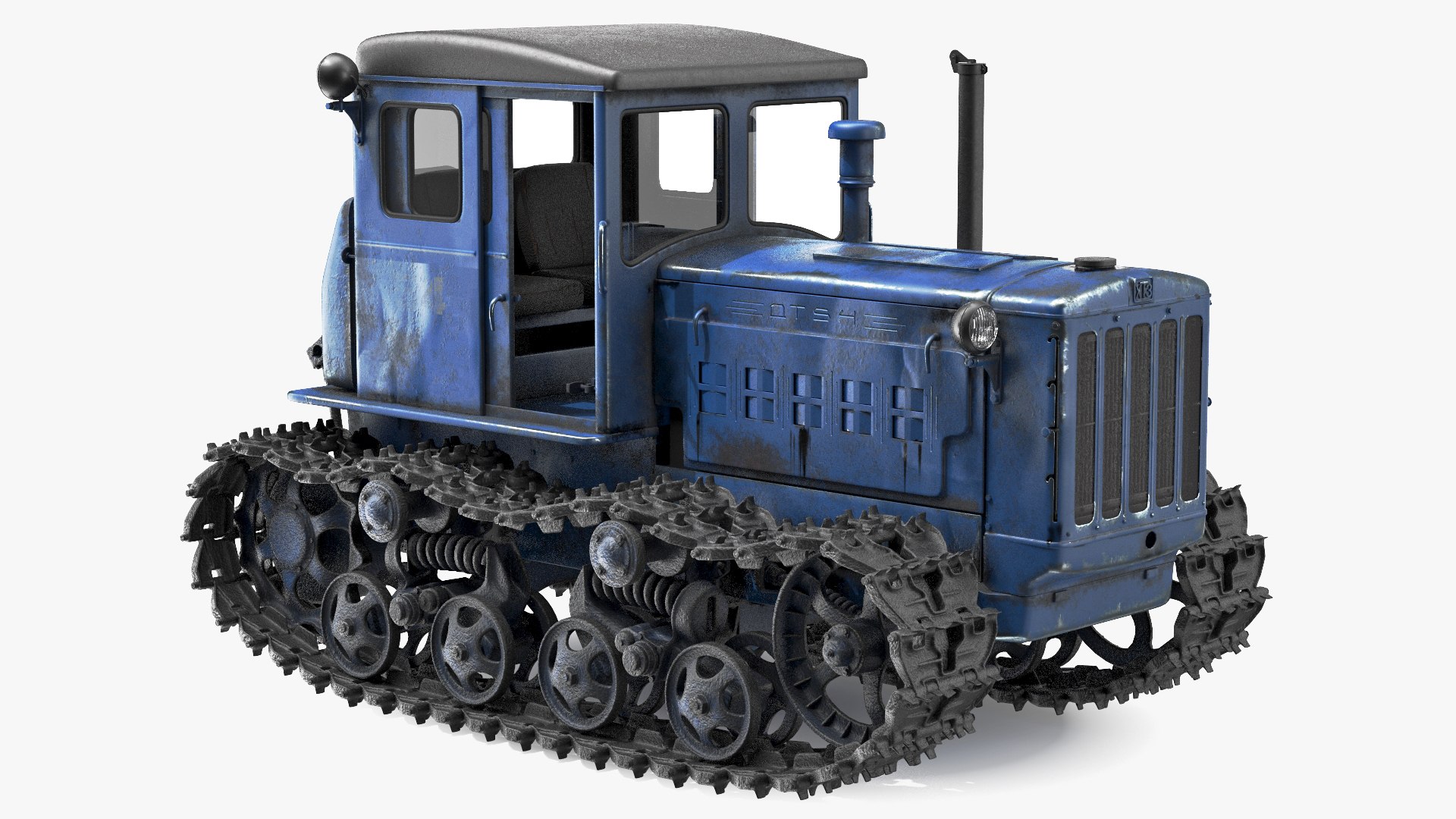 Rusty Diesel Tractor Rigged 3D model preview
